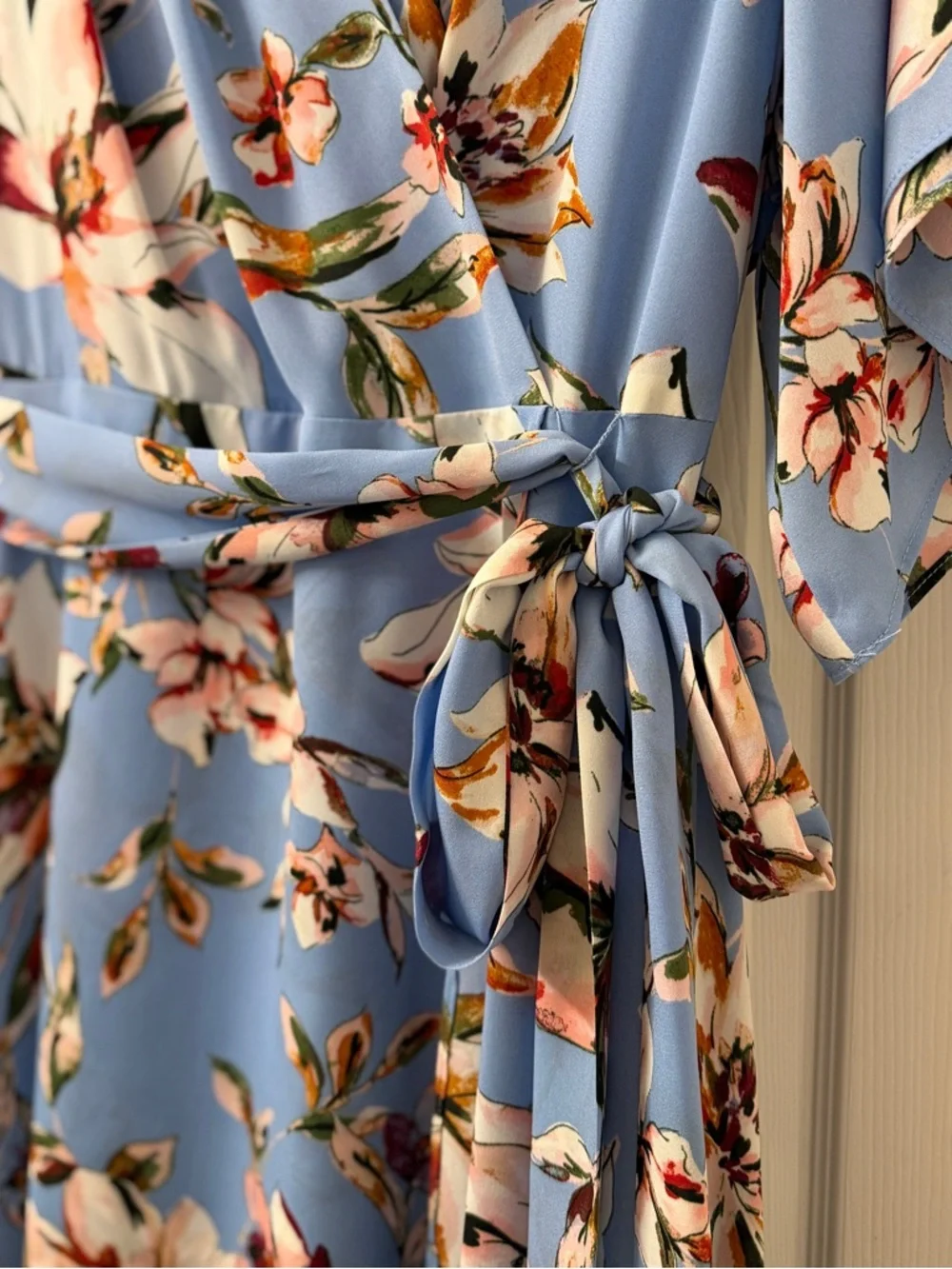Tahari Faux Wrap Midi Dress Clematis Blue Floral Plus 22W Flowy Wedding Spring - Picture 3 of 11